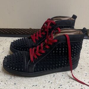 Christian Louboutin Black Sneakers with Red Accents